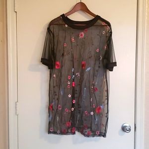 Black sheer floral top